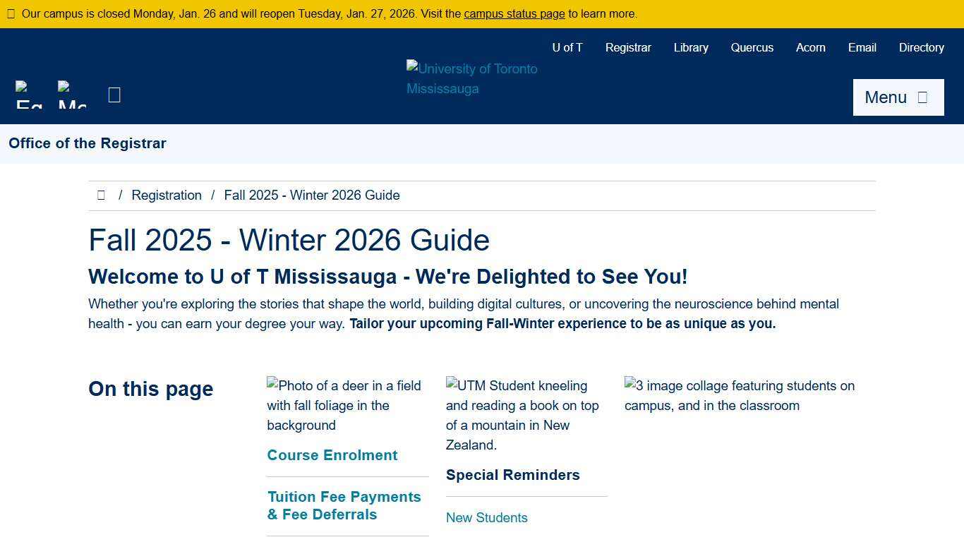 Fall 2025 - Winter 2026 Guide Office of the Registrar