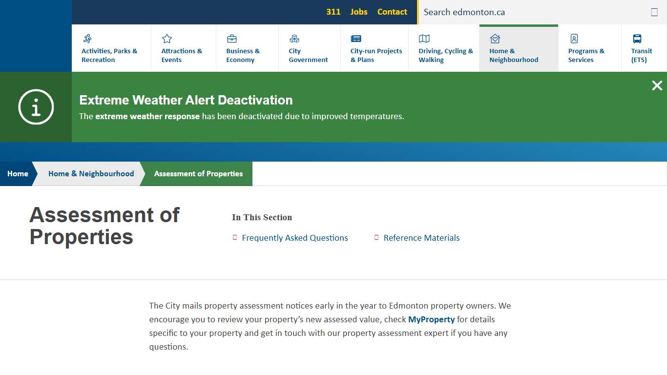 Assessment of Properties City of Edmonton